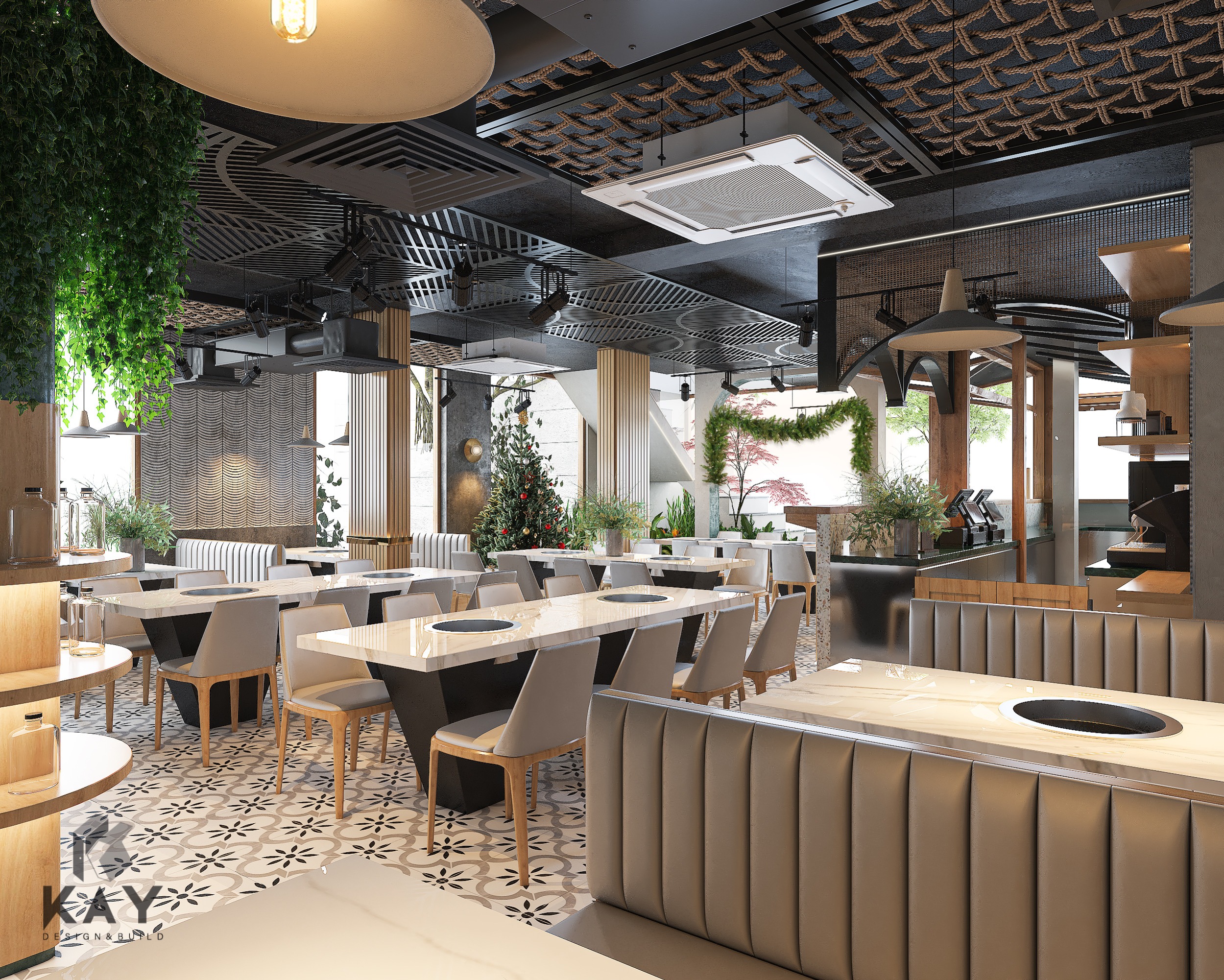 THIẾT KẾ NỘI THẤT NHÀ HÀNG - LẨU BÒ 69