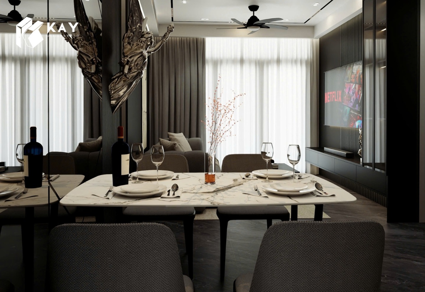 KAY Design & Build với nhiều năm kinh nghiệm trong lĩnh vực thiết kế và thi công nội thất cam kết mang đến cho khách hàng những dự án hoàn hảo nhất.