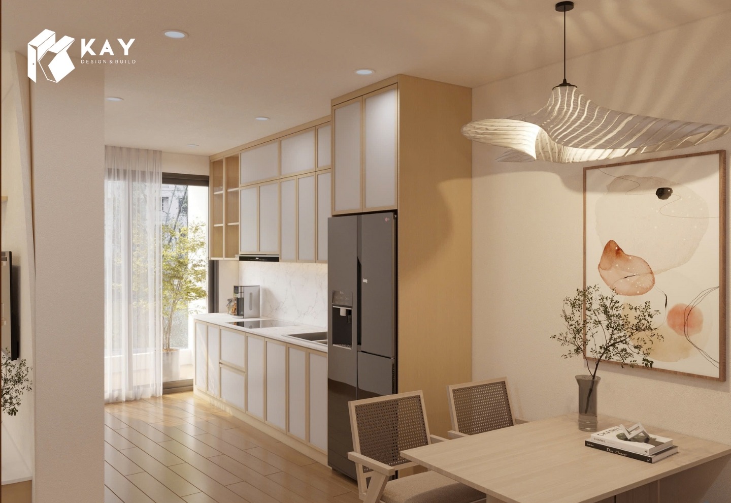 Bếp đặt dưới dầm hoặc gần góc nhọn sẽ tạo ra cảm giác áp lực, làm giảm vận khí của gia đình.